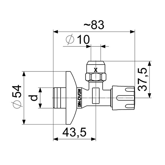 Eckventil SCHLÖSSER 1/2“ selbstdichtend Schubrosette 54mm DVGW geprüft