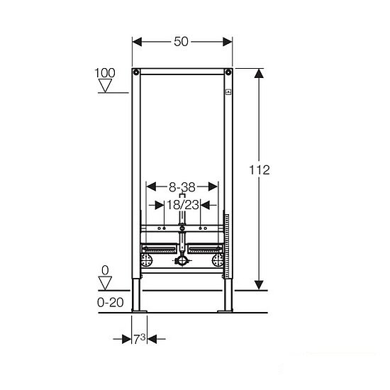 GEBERIT Duofix Wandbidet Montageelement 1120mm für Einloch, 111.510.00.1