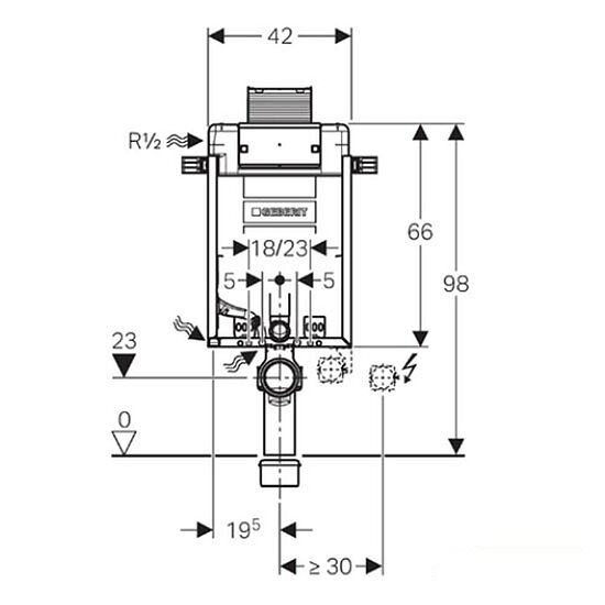 GEBERIT Wand-WC-Montageelement Kombifix, mit OMEGA UP-Spülkasten, Bauhöhe 980 cm, 110.010.00.1