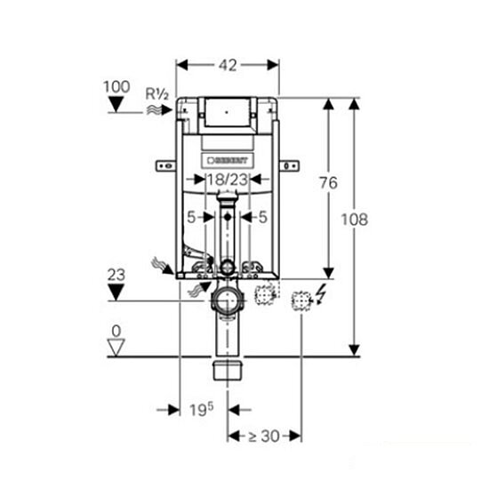 GEBERIT Wand-WC-Montageelement Kombifix, mit OMEGA UP-Spülkasten, Bauhöhe 1080 mm, 110.020.00.1