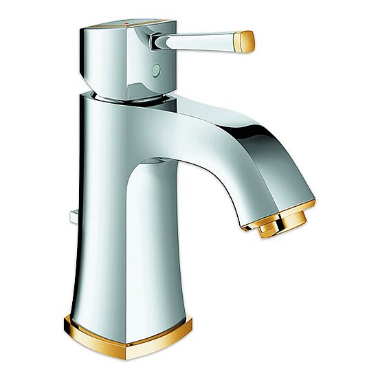 Grandera Einhand-Waschtischbatterie, GROHE, DN 15 M-Size, Zugstangen-Ablaufgarnitur 1 1/4“, chrom/gold