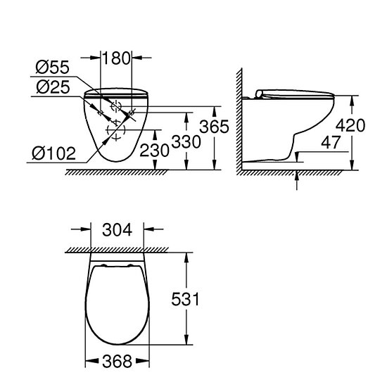 Grohe Bau Keramik Set Wand-Tiefspül-WC