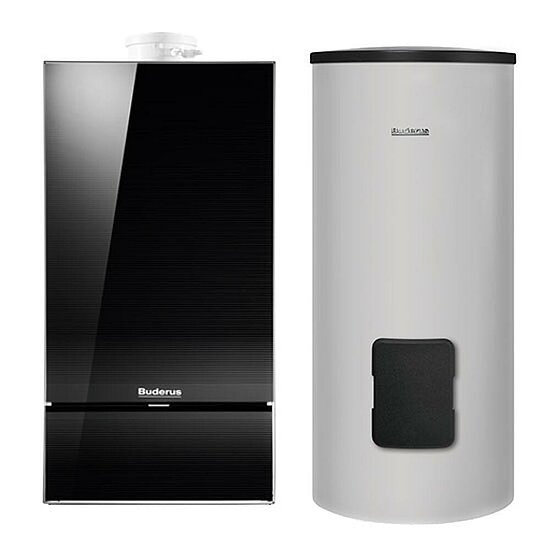 Gasbrennwertgerät GB182i, 24 kW, Buderus, mit Warmwasserspeicher SU200, 200L, Erdgas E/H, schwarz