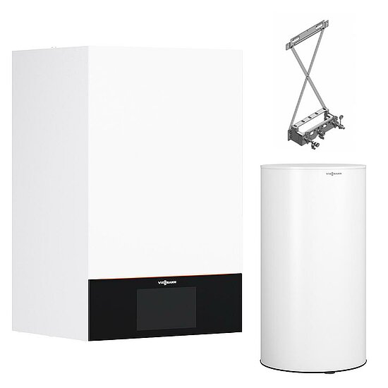 Gastherme Paket Vitodens 300-W, 11 kW, 160 L Vitocell 300-W EVIB-A, nebengestellt, Viessmann