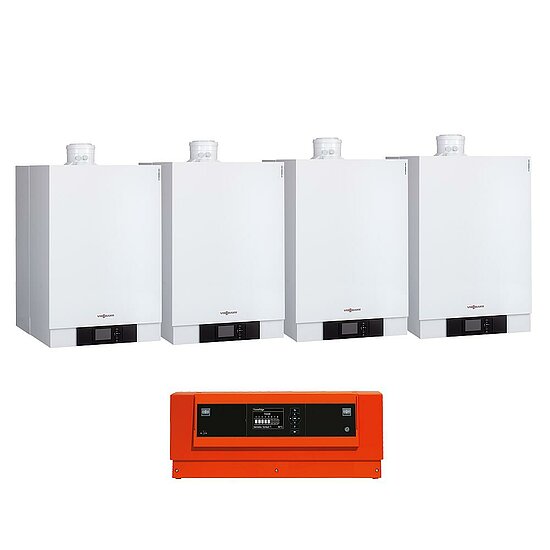 Kaskade 4-Fach Vitodens 200-W, 20-99 kW, Vitotronic 300-K, Wandmontage Blockaufstellung, Viessmann