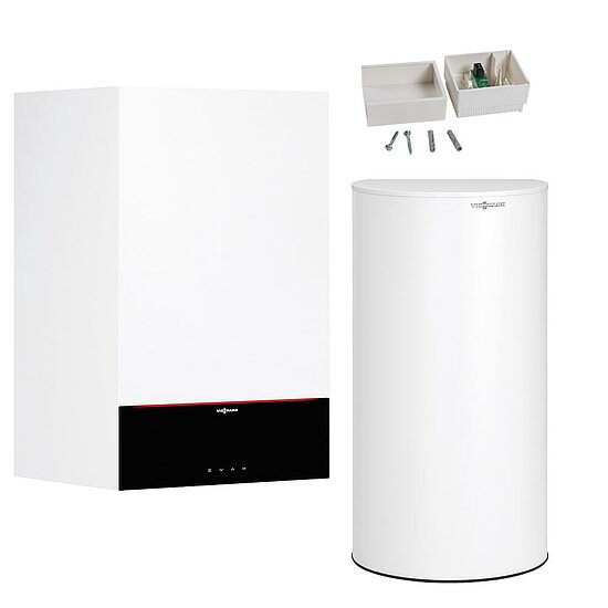 Gastherme Paket Vitodens 200-W, 19 kW, 160 L Vitocell 100-W CVAA, 7 Zoll Display, Außentemperaturfühler, Viessmann