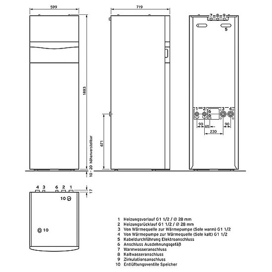 VAILLANT Heizungswärmepumpe flexoCOMPACT exklusive VWF 118/4