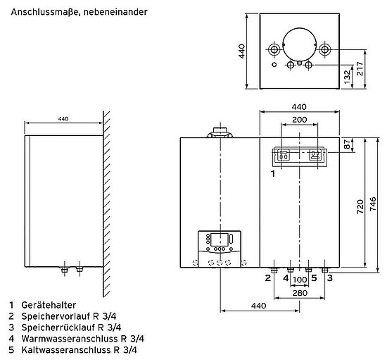 VAILLANT actoSTOR VIH QL 75/2 B wandh. Warmwasserspeicher. Rechtsmontage