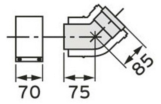 VAILLANT Bogen 45 Grad (2 St.) Brennwert Luft-/Abgasführung. PP. 80/125 mm