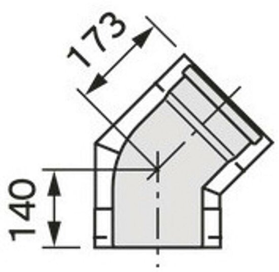 VAILLANT Bogen 45 Grad DN 225/160 Edelstahl für Abgassystem Fassade DN 160