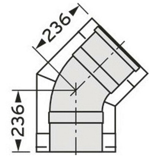 VAILLANT Bogen 45 Grad DN 300/200 Edelstahl für Abgassystem Fassade DN 200