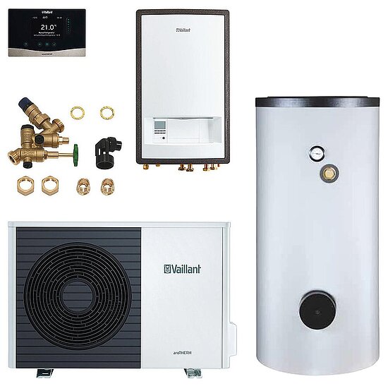 VAILLANT Wärmepumpen-Paket aroTHERM Split VWL 125/5 AS S2 mit 300 Liter Warmwasserwärmepumpenspeicher