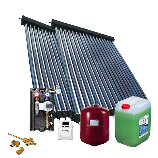 Solarpaket SUNEX mit 1x Rohrenkollektoren HP30 & HP22 Heat Pipe, 8,5m², ohne Speicher